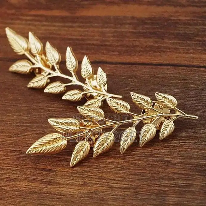 A Pair of Minimalist Wheat Ear Brooch, Tree Leaf Brooch, Men's Collar