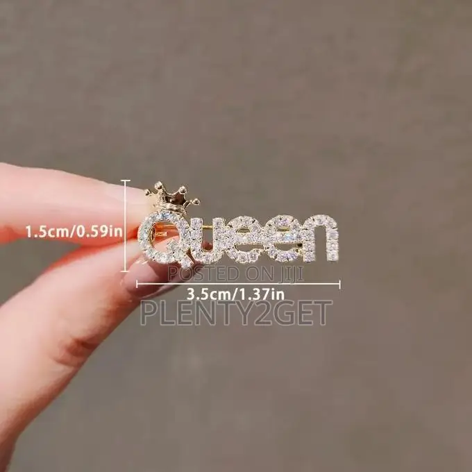 1pc, Rhinestone-Encrusted 'Queen' Brooch Elegant Minimalist Style Ve