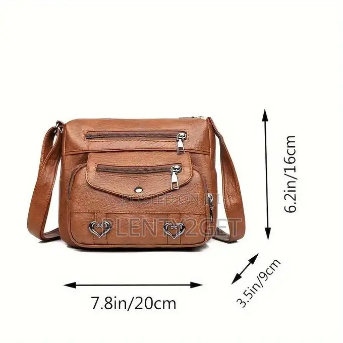 Women's Brown Messenger Bag With Heart and Tassel Embellishments - Adj