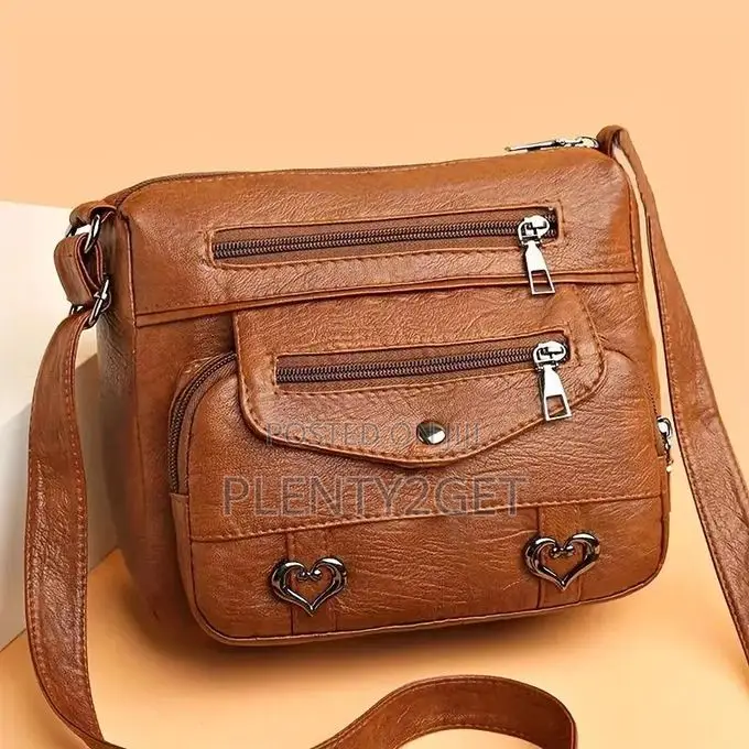 Women's Brown Messenger Bag With Heart and Tassel Embellishments - Adj