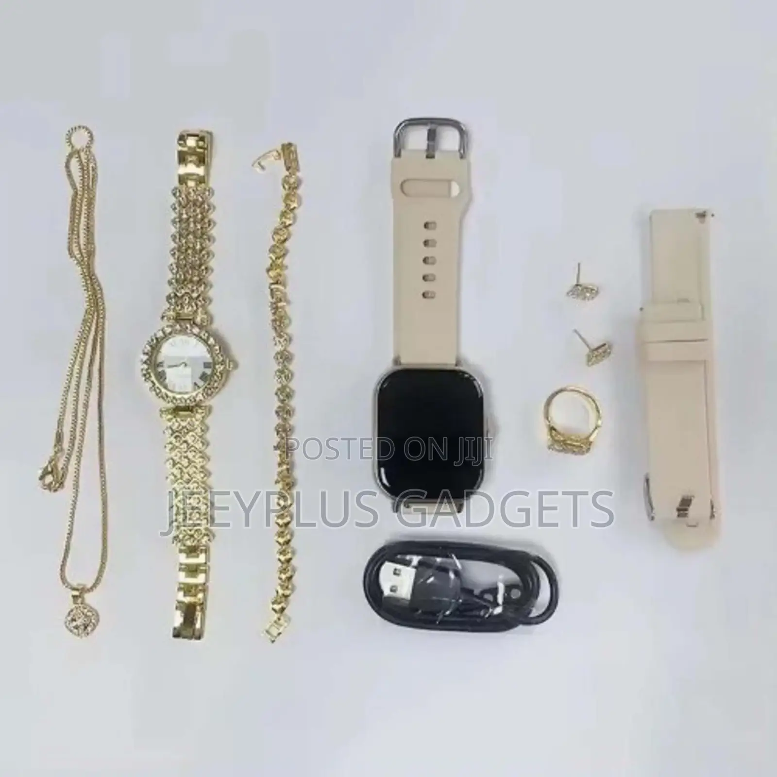 A58 Smartwatch With Extra Watch, Bracelet,Ring and Earrings