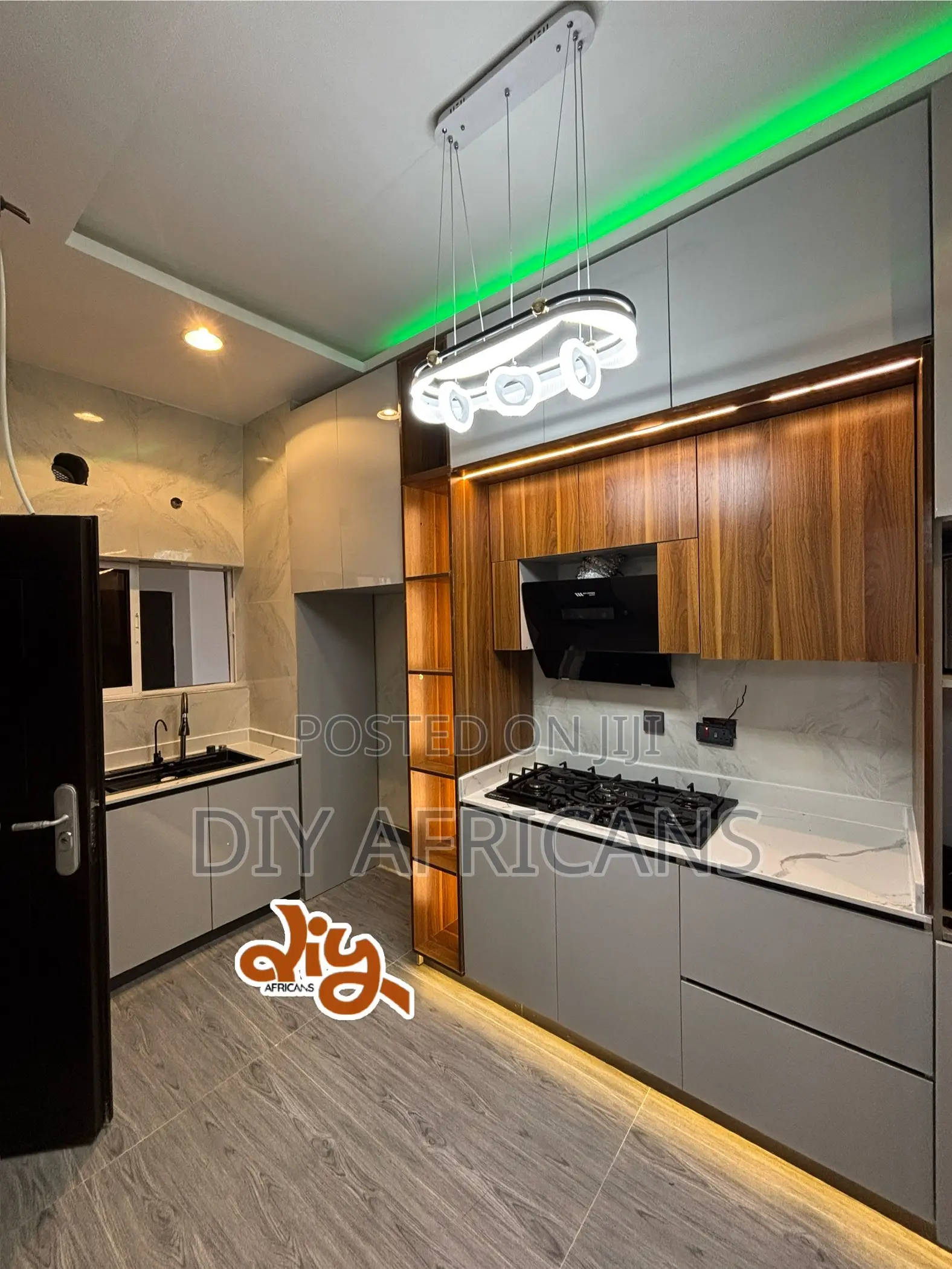 Full Kitchen Setup -- Sleek Cabinets, Marble Island