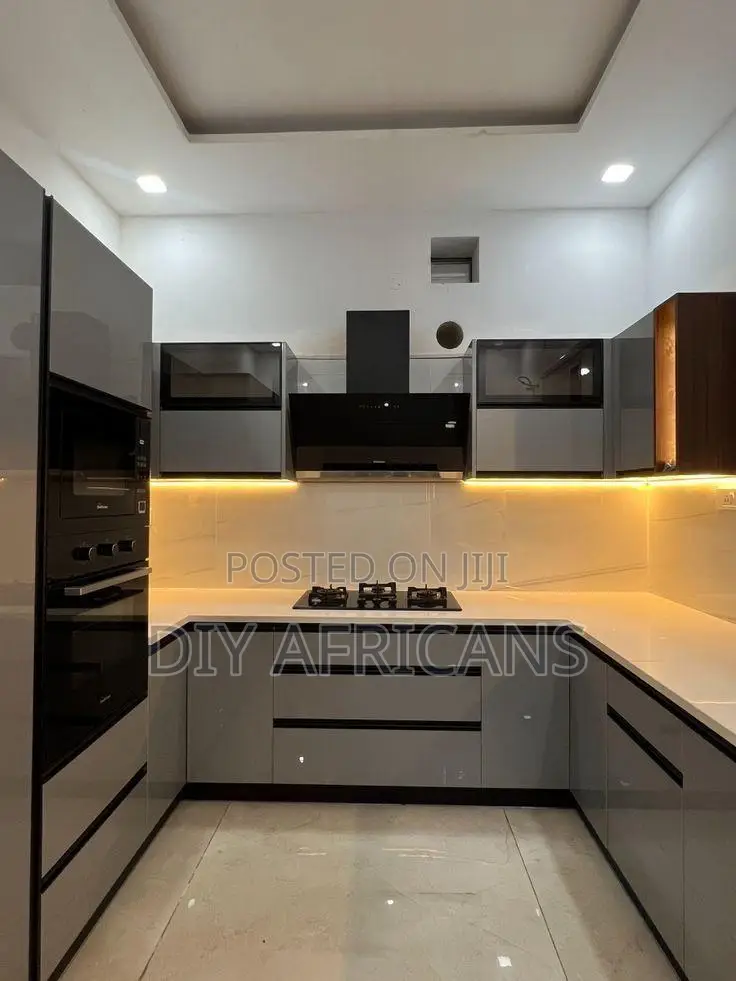 Full Kitchen Setup -- Sleek Cabinets, Marble Island