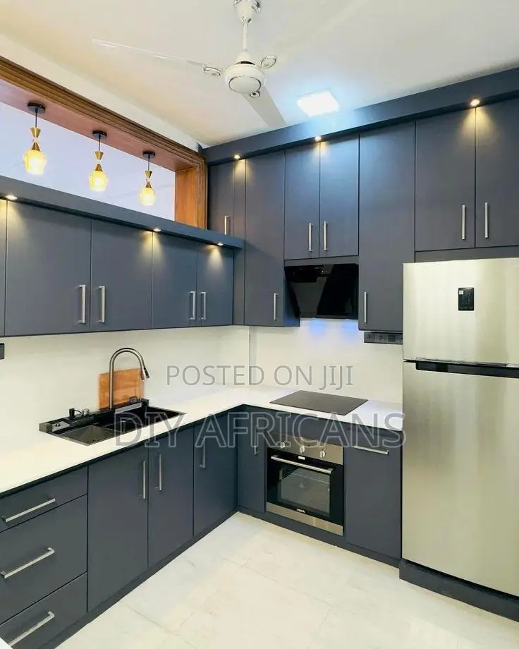 Full Kitchen Setup -- Sleek Cabinets, Marble Island