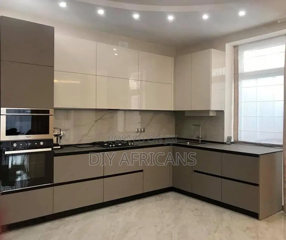 Full Kitchen Setup -- Sleek Cabinets, Marble Island