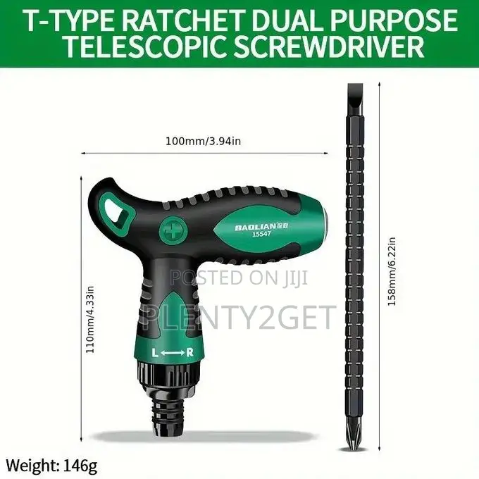 Versatile T-Handle Ratchet Screwdriver - Dual-Purpose, Strong Magnetic