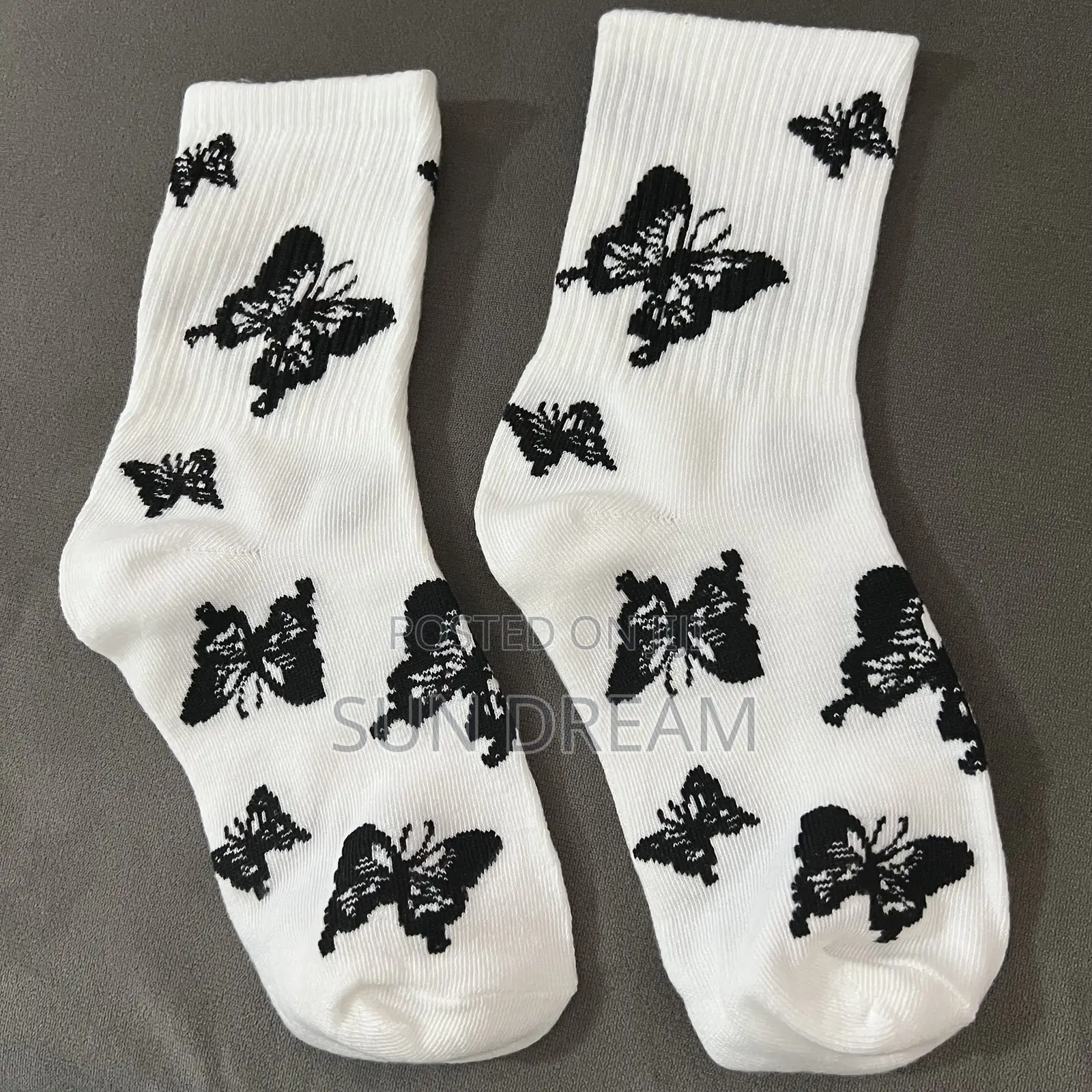 Butterfly Socks White Socks Y2k Vintage Sock