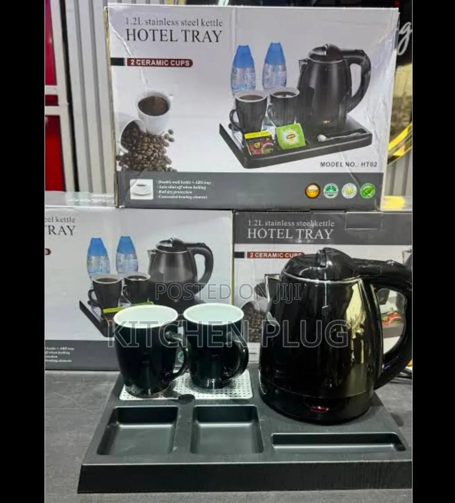 1.2l Stainless Steel Kettle Hotel Tray Set,