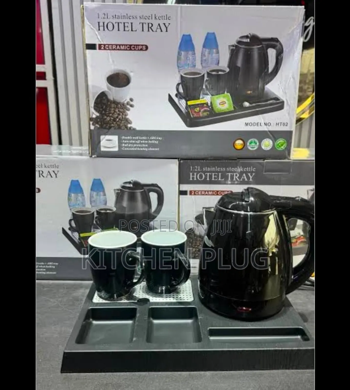 1.2l Stainless Steel Kettle Hotel Tray Set,