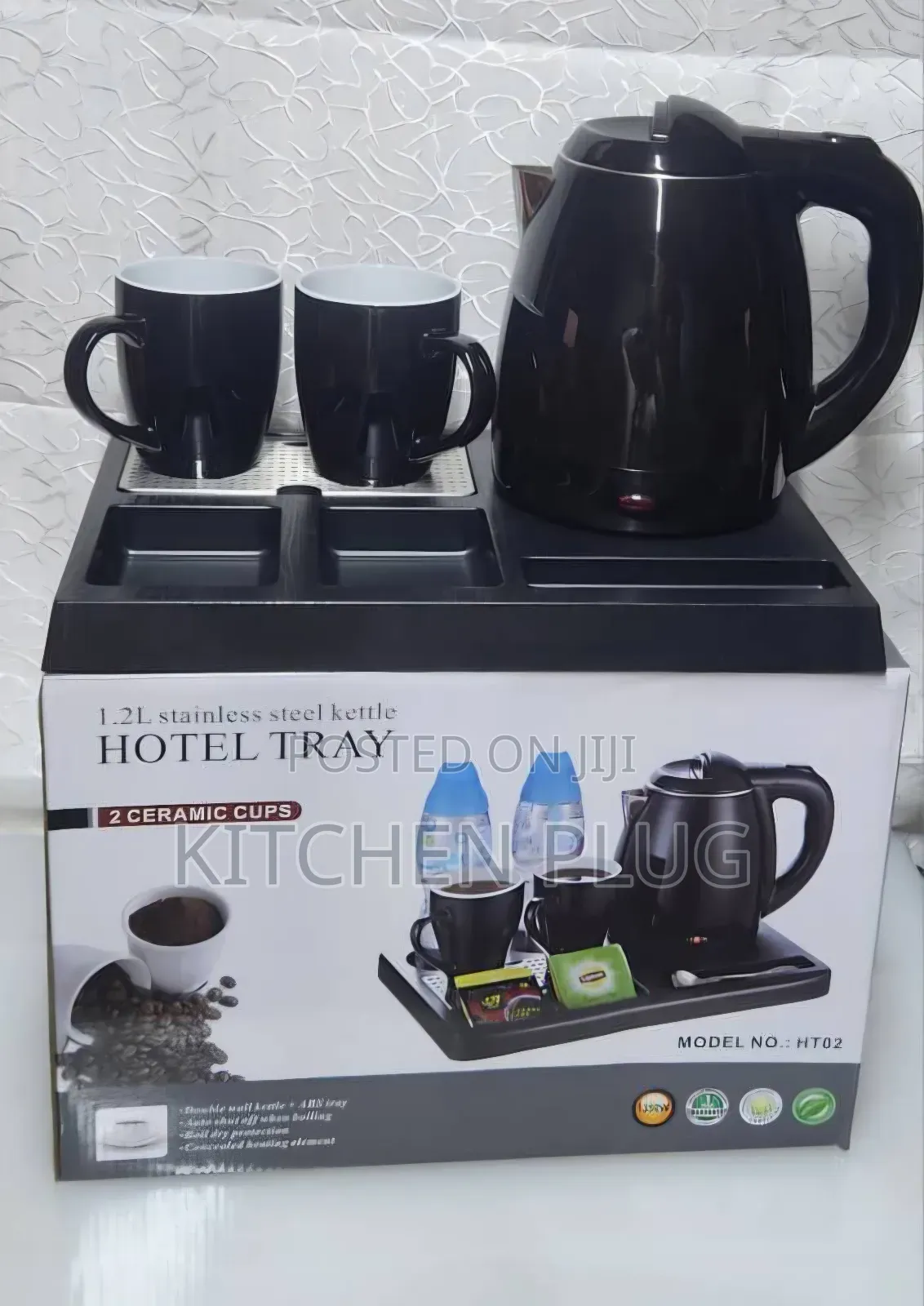 1.2l Stainless Steel Kettle Hotel Tray Set,