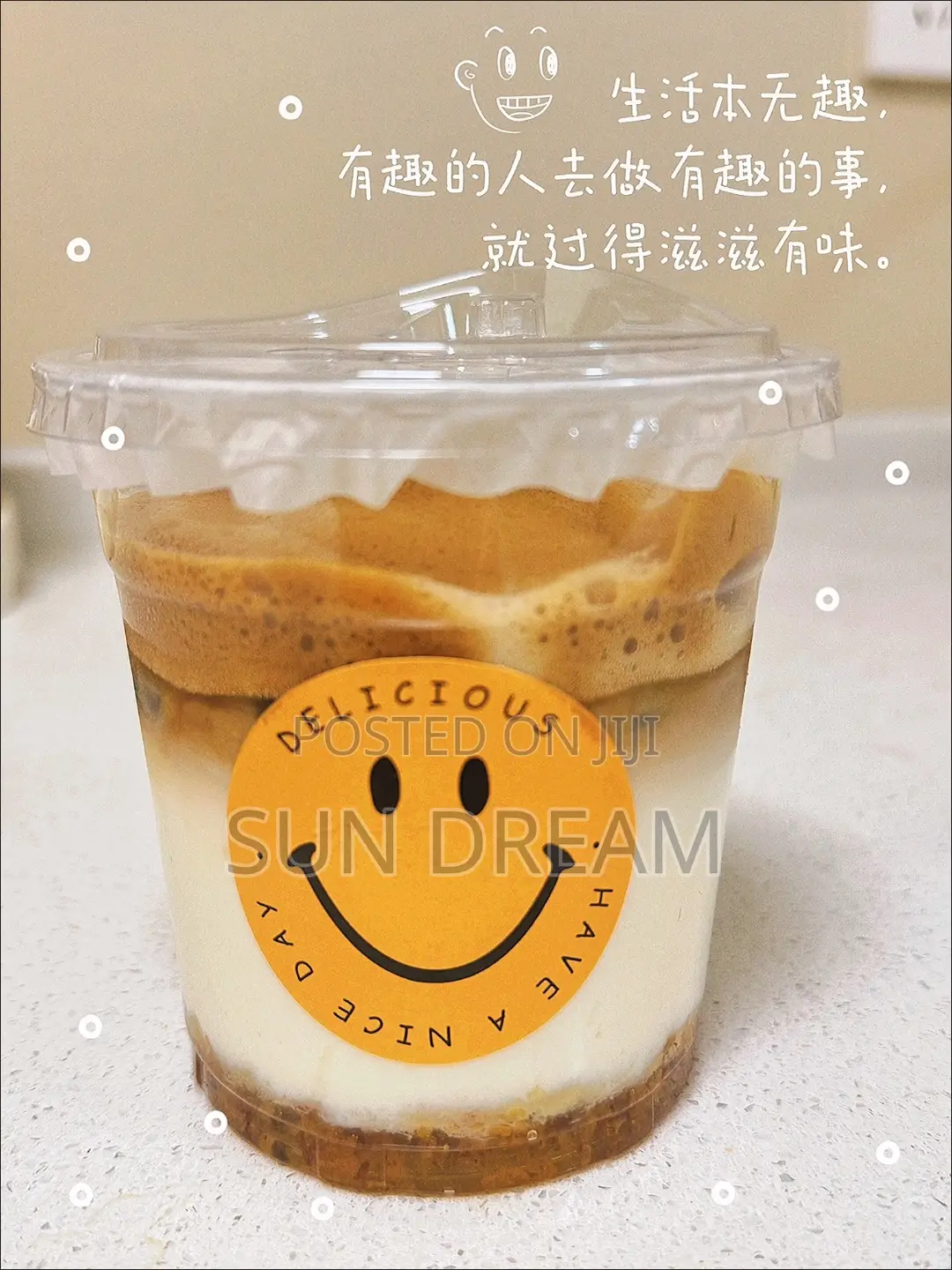 Happy Face Stickers Bakery Decoration Stickers Smoothie Design Sticker