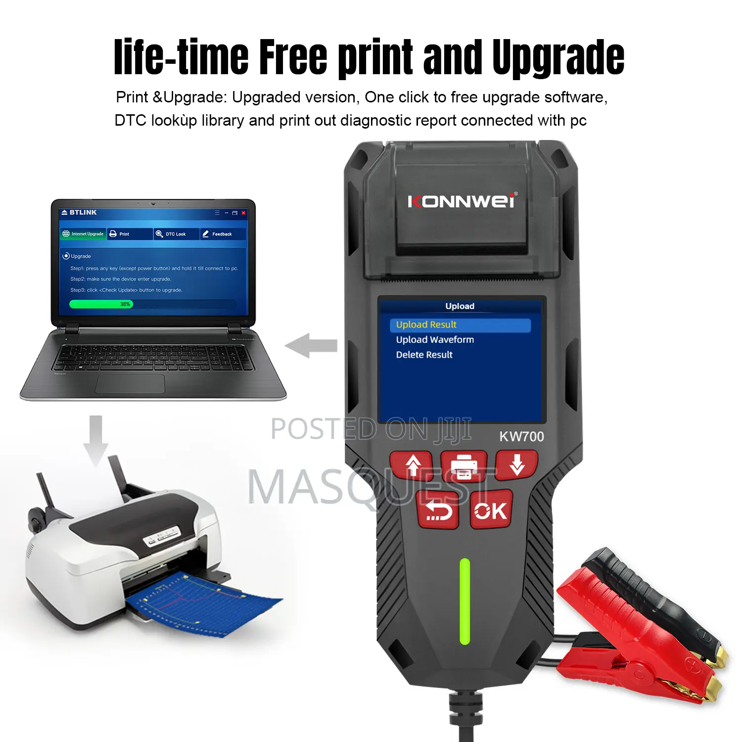 Konnwei Kw700 Professional 12v 24v Car Battery Tester With Printer
