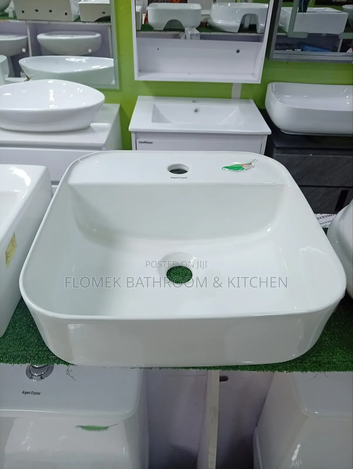 Luxury Argent Crystal Square Vessel Basin – Modern Matte-Gloss Finish