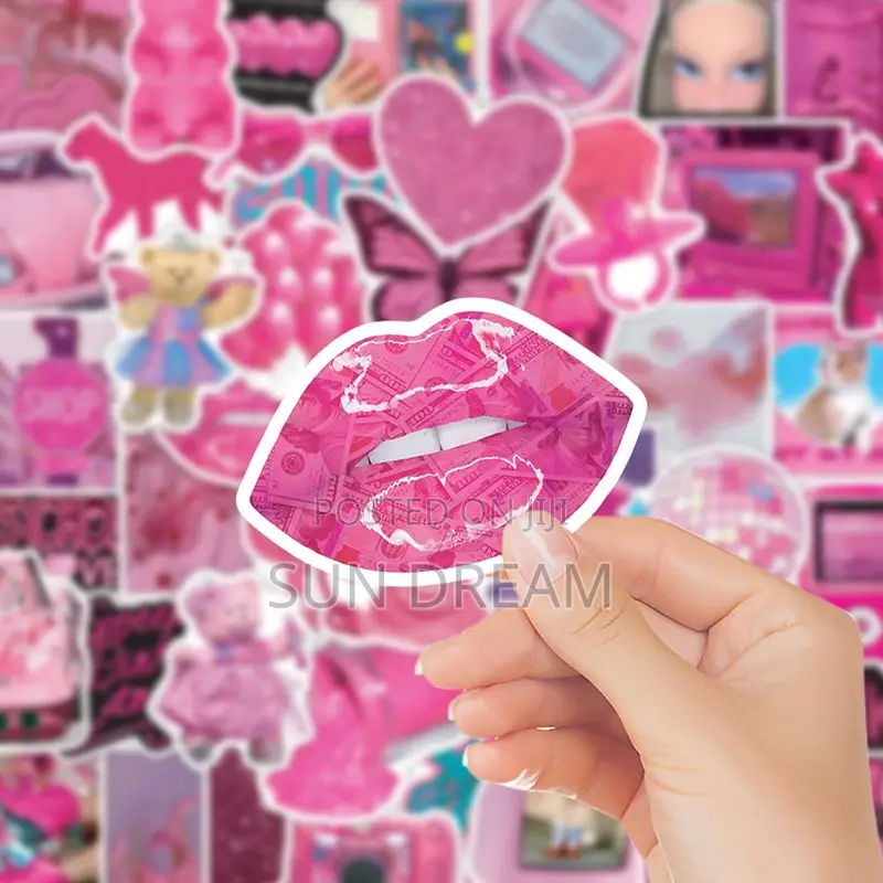 50 Pieces Pink Barbie Stickers Pink Y2k Stickers Home Decoration
