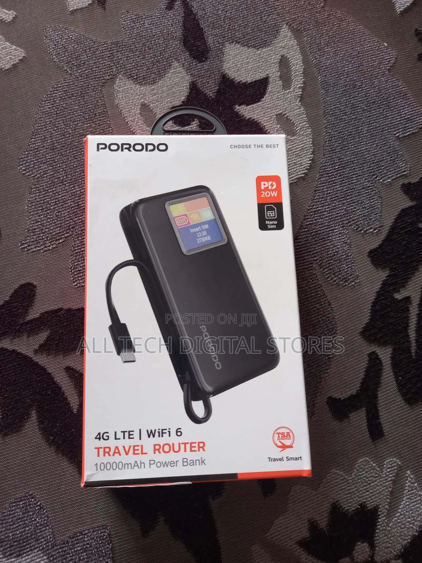 Porodo 4g Lte Wifi 6 Travel Router 10000mah Power Bank