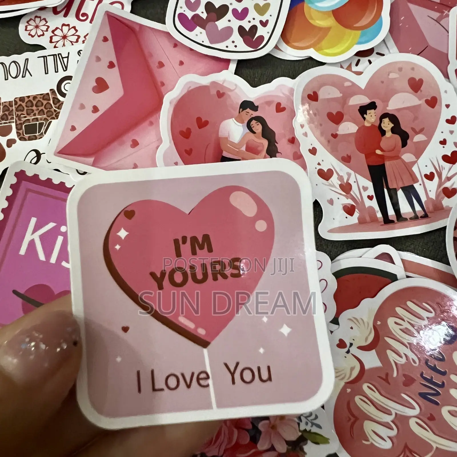 50 Pieces Love Stickers Valentines Stickers Flower Sticker
