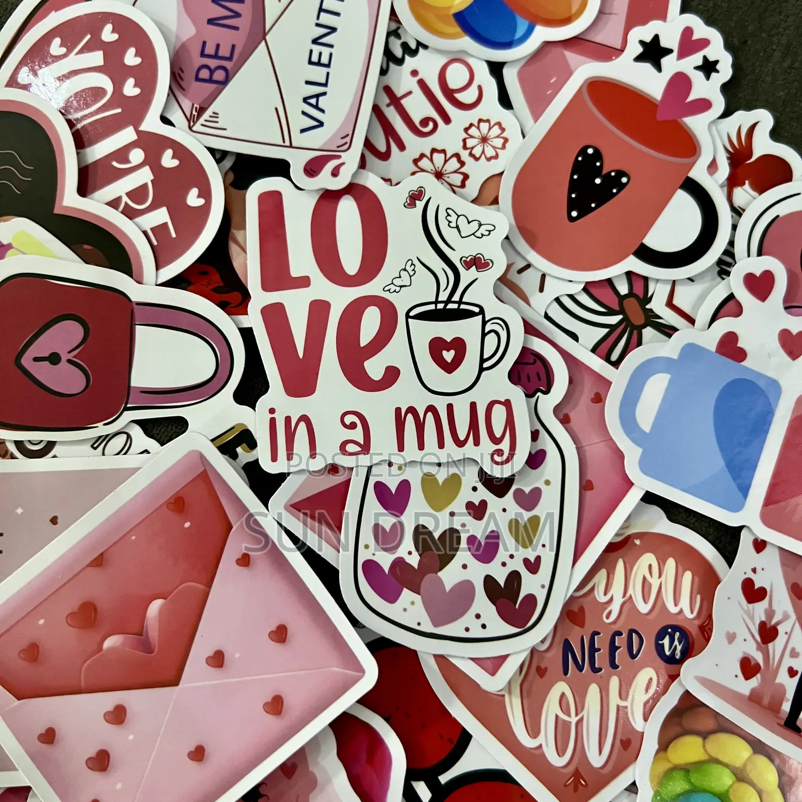 50 Pieces Love Stickers Valentines Stickers Flower Sticker