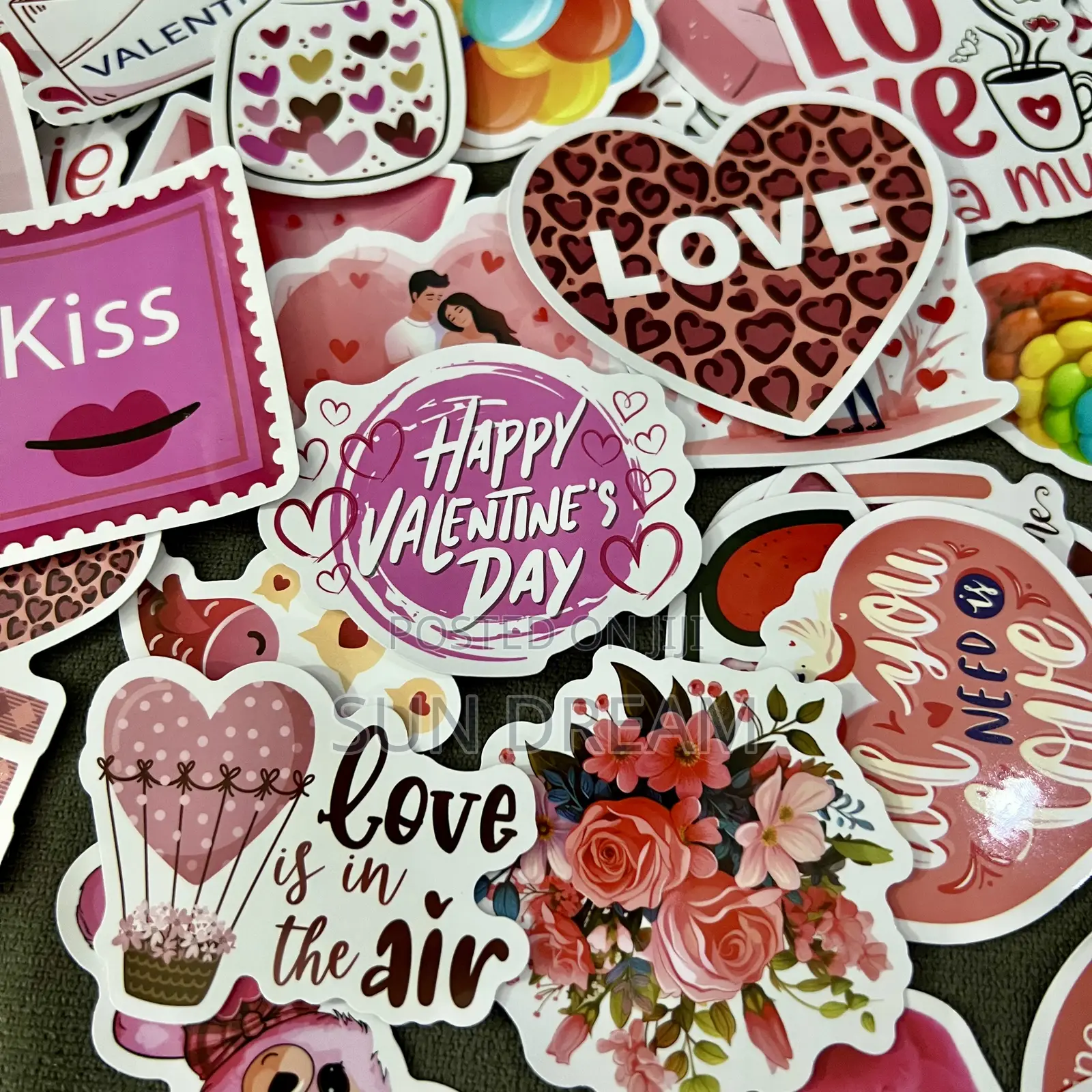 50 Pieces Love Stickers Valentines Stickers Flower Sticker