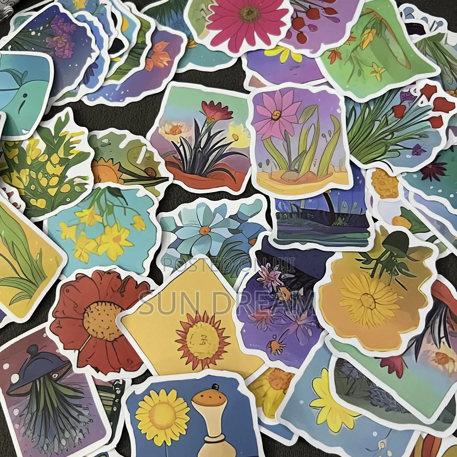 50 Pieces Flower Stickers Home Decoration Cup Accessories