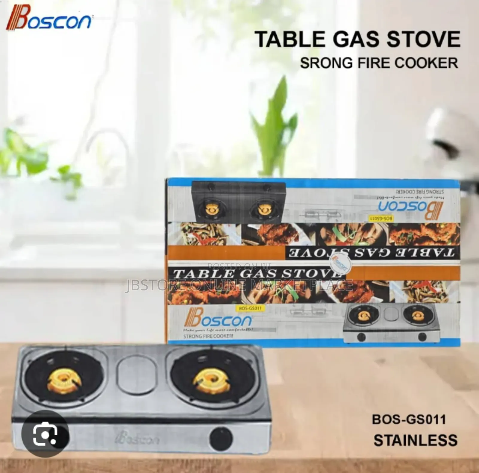 Boscon Table Gas Stove Two-Burner Table-Top Cooker Automatic Ignition