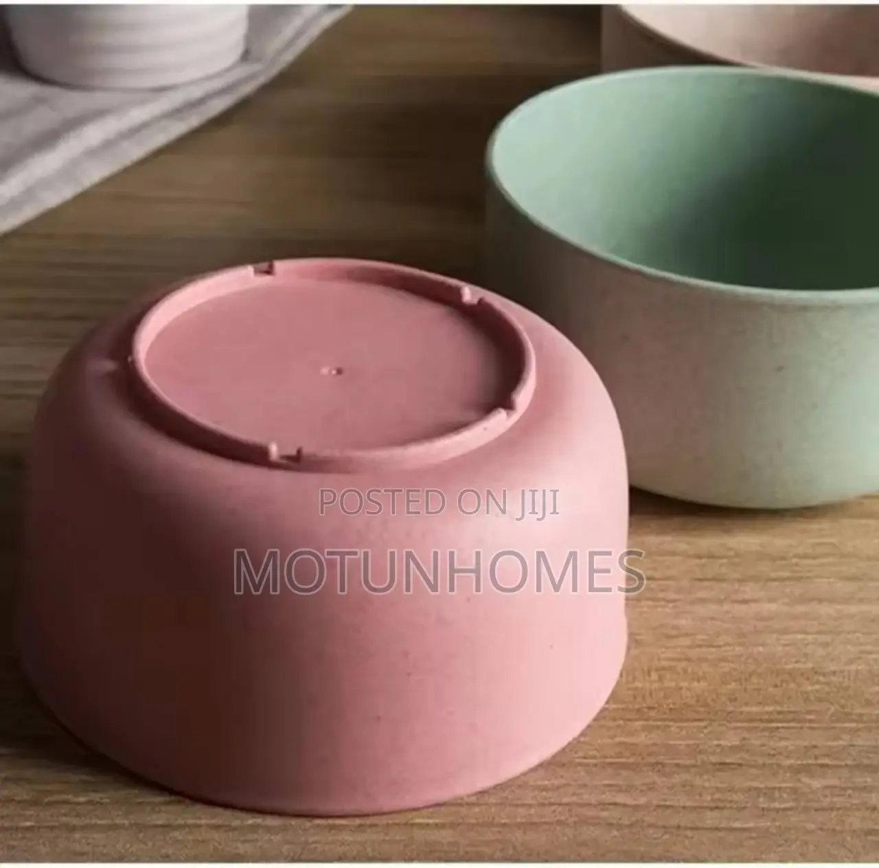 4pcs Wheat Straw Bowl Plastic Dinnerware Set