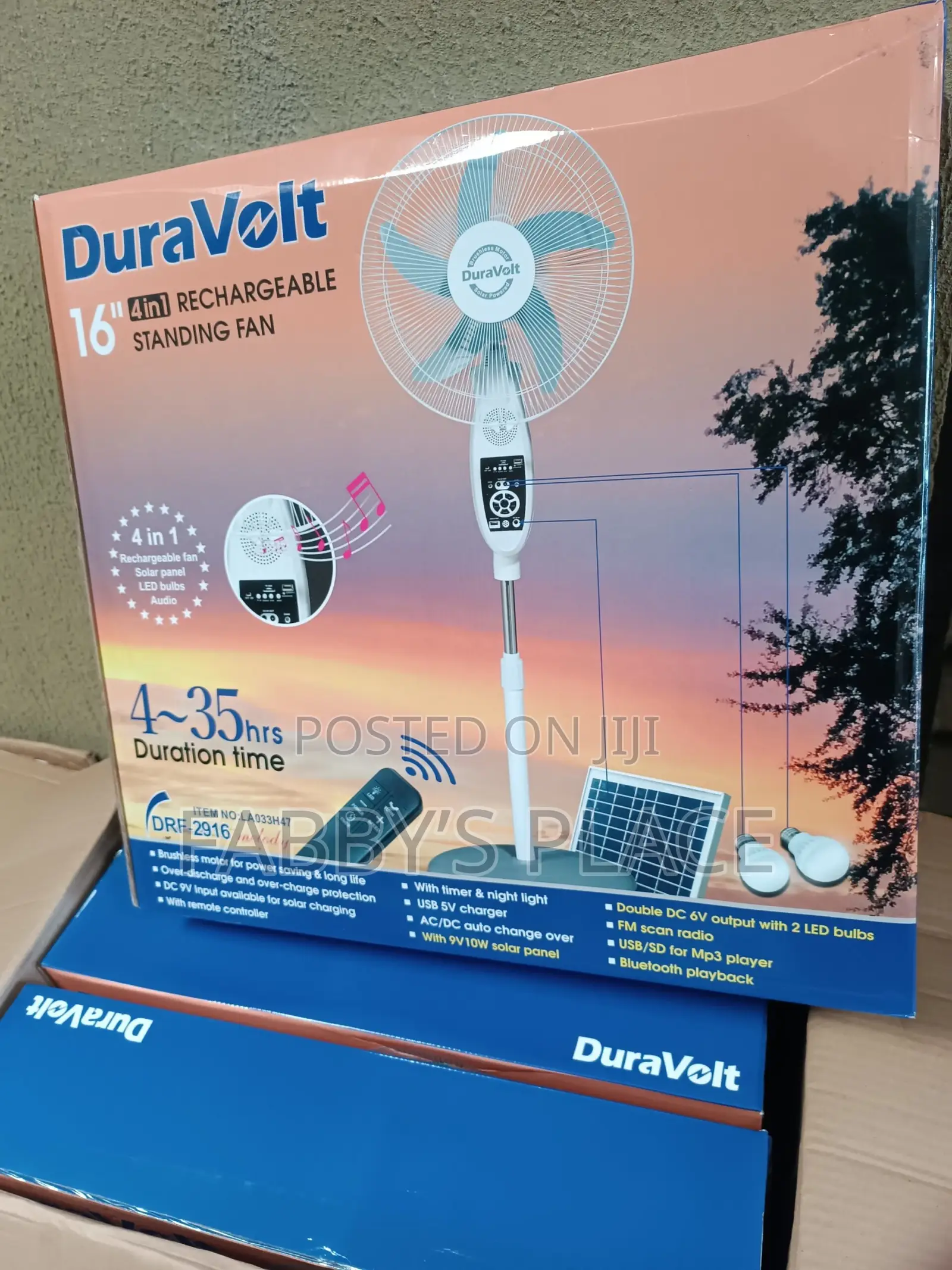 Duravolt 16” 4-in-1 Rechargeable Fan