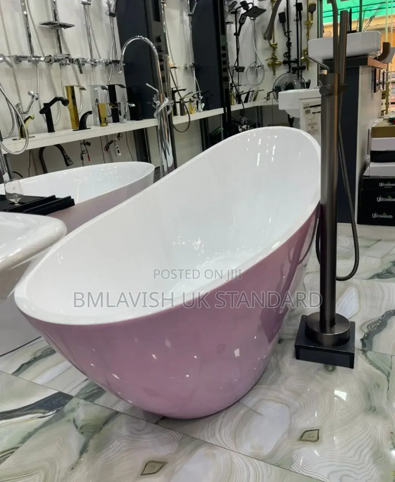 High Quality Acrylic Pink Bathtub