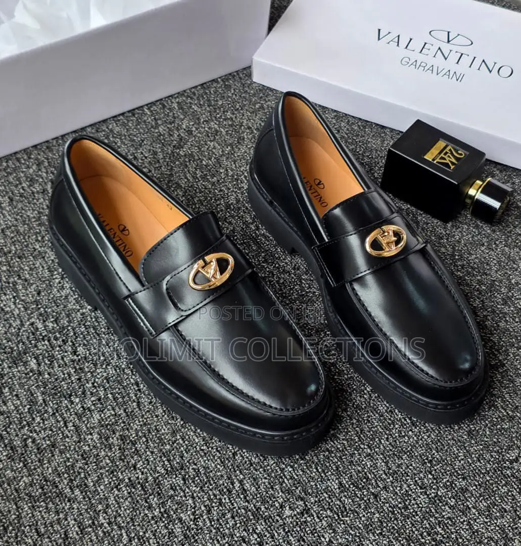 Valentino Plain Leather Loafers Shoe