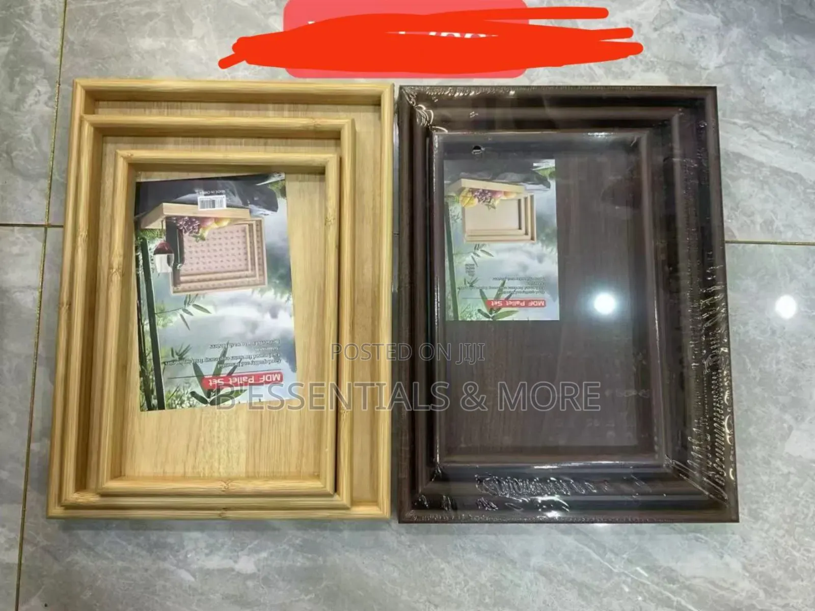 3 in 1 Wooden Tray With Gold Handle