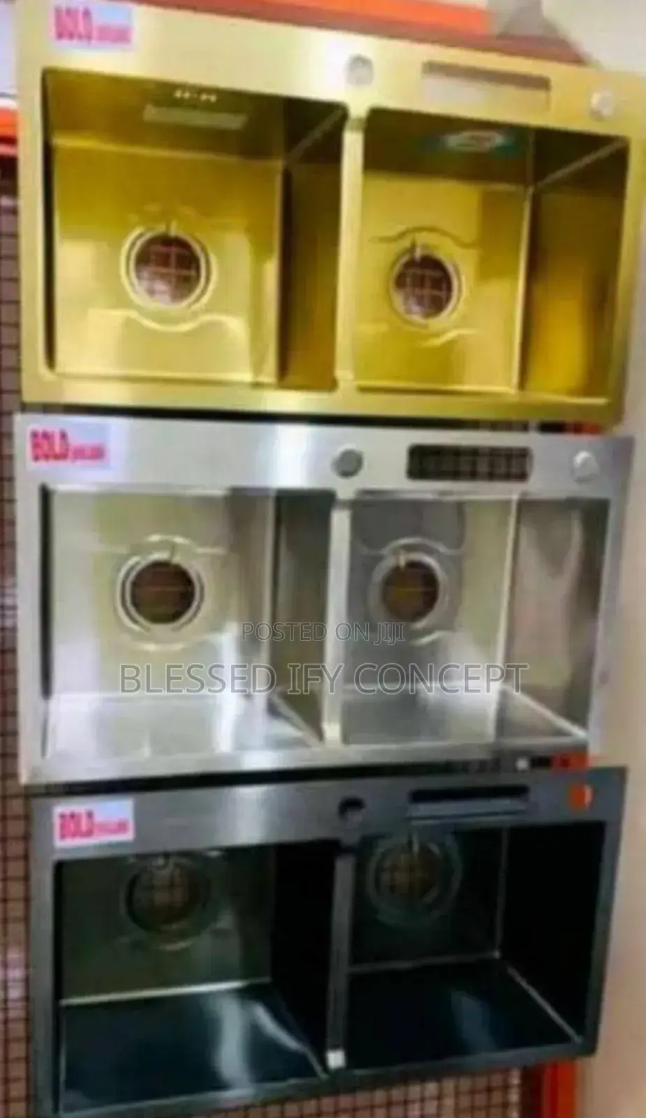 Original Hand Made Double Bowl Kitchen Sink,Gold, Black and Stainless