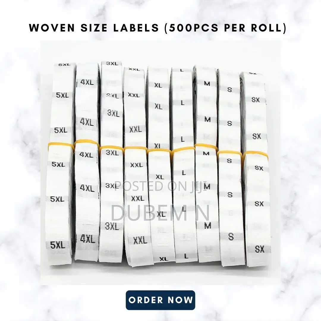 Woven Size Labels (500pcs Per Roll)