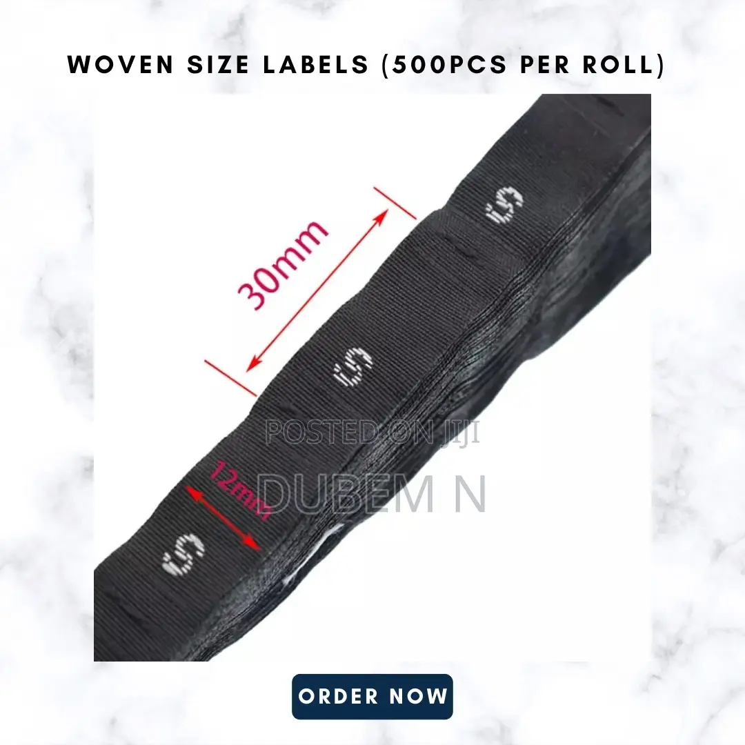 Woven Size Labels (500pcs Per Roll)