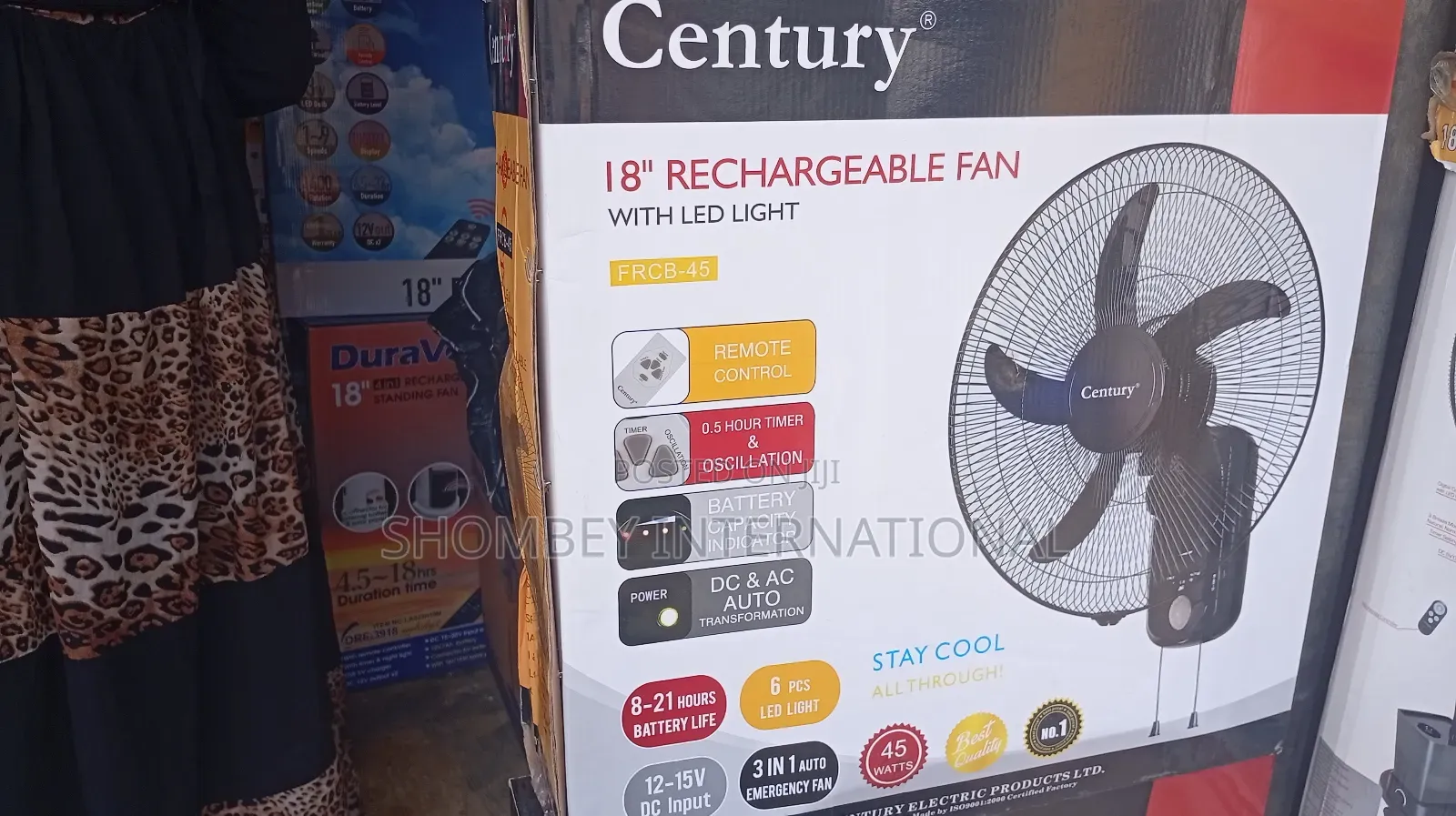 Century 18" Rechargeable Wall Fan