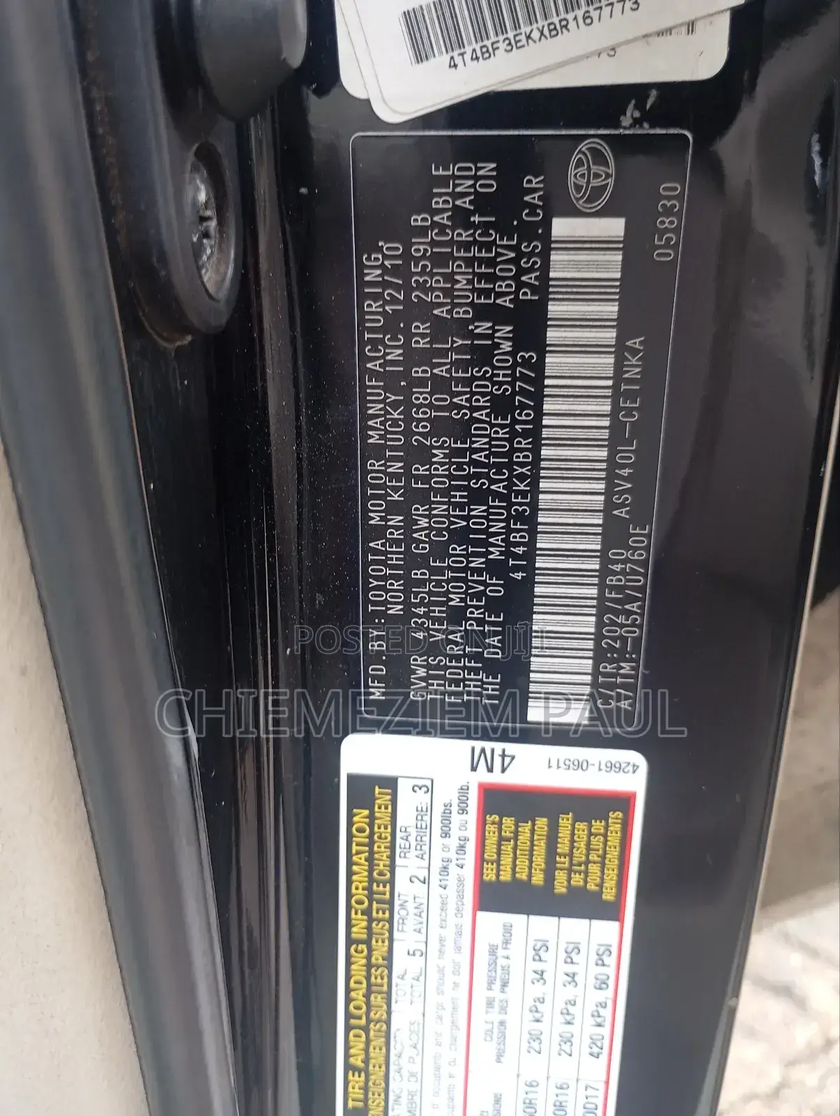 Toyota Camry LE 4dr Sedan (2.5L 4cyl 6AM) 2010 Black