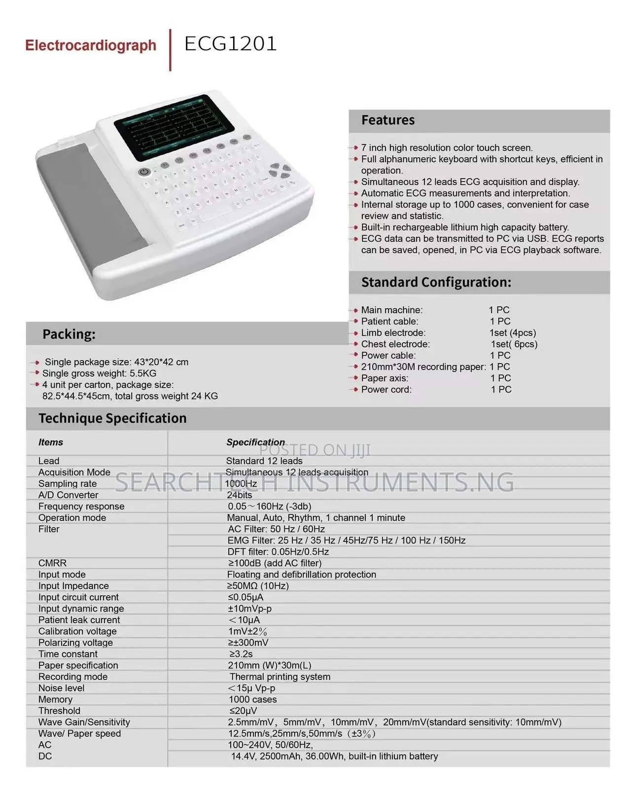 12 Channel Ecg Electrocardiograph