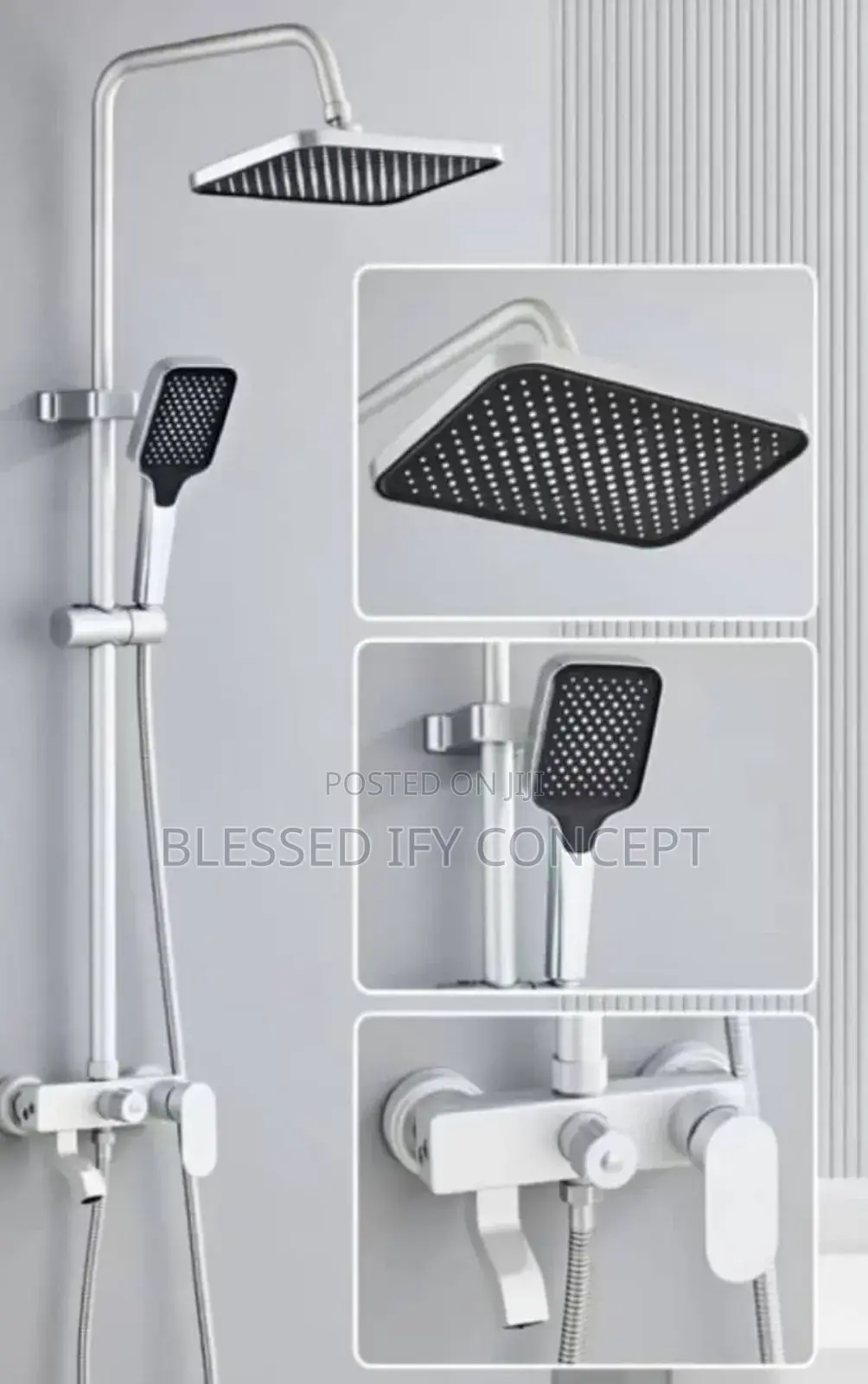 Quality Shower Mixer, White, Black, Gold