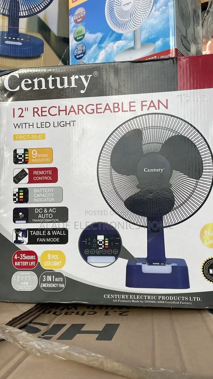 Century Rechargeable Table Fan. (4-35hours) Battery Life