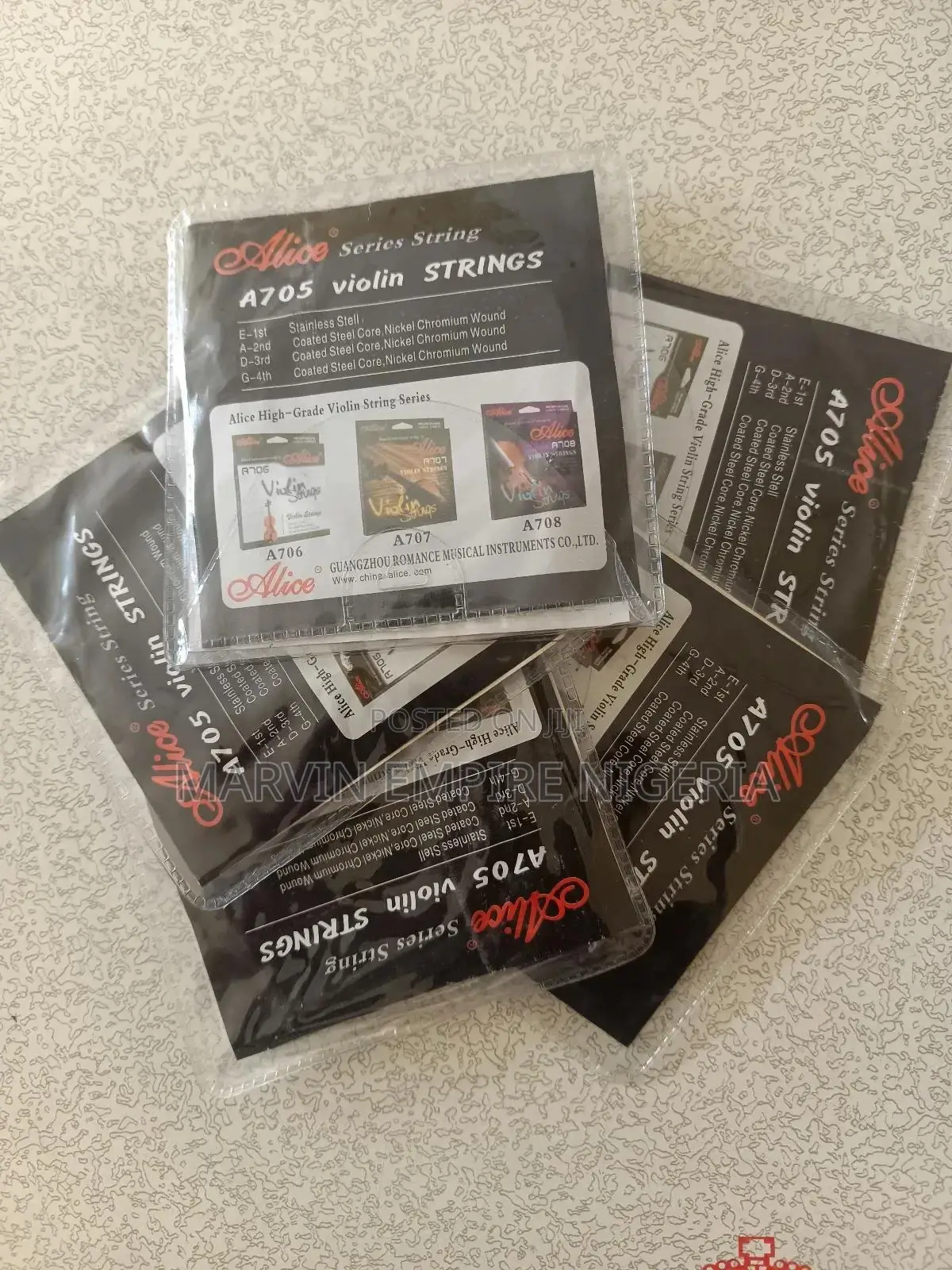 A705 Alice 5 Packs of Violin Strings- Alice Strings