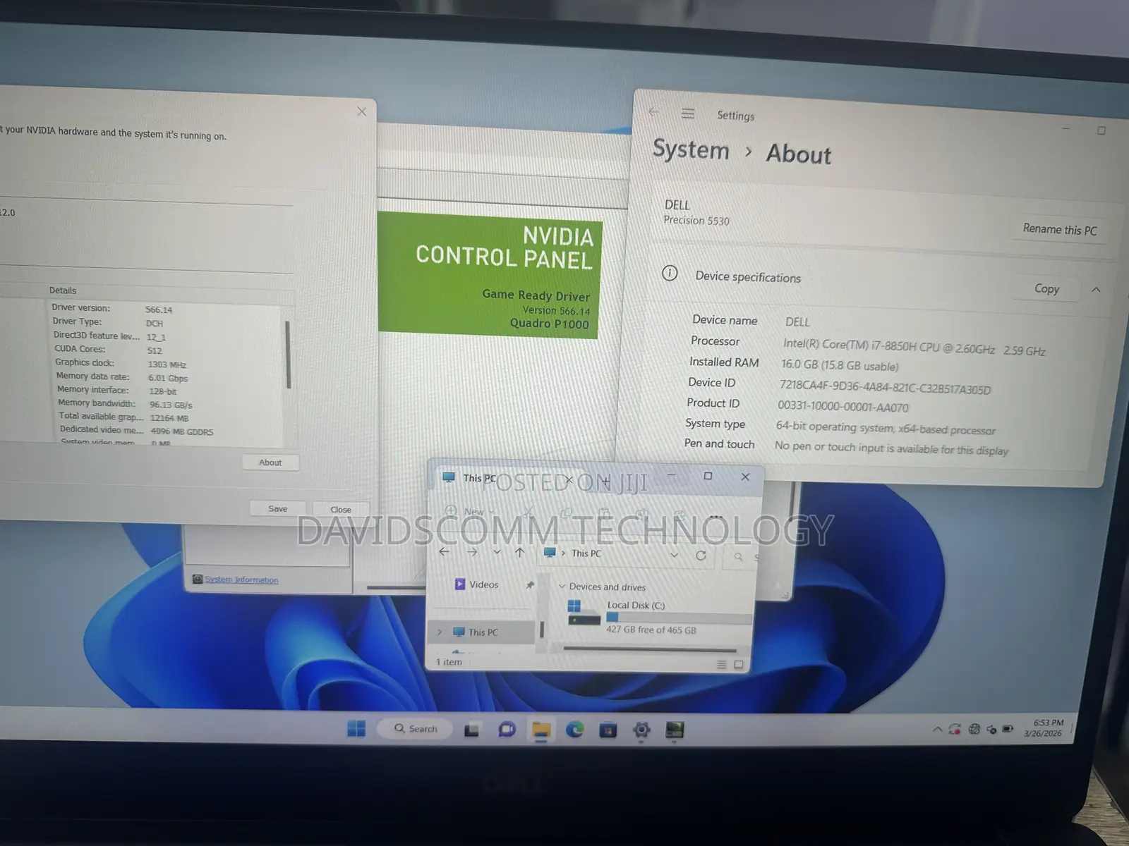 Laptop Dell Precision 5530 16GB Intel Core i7 SSD 512GB