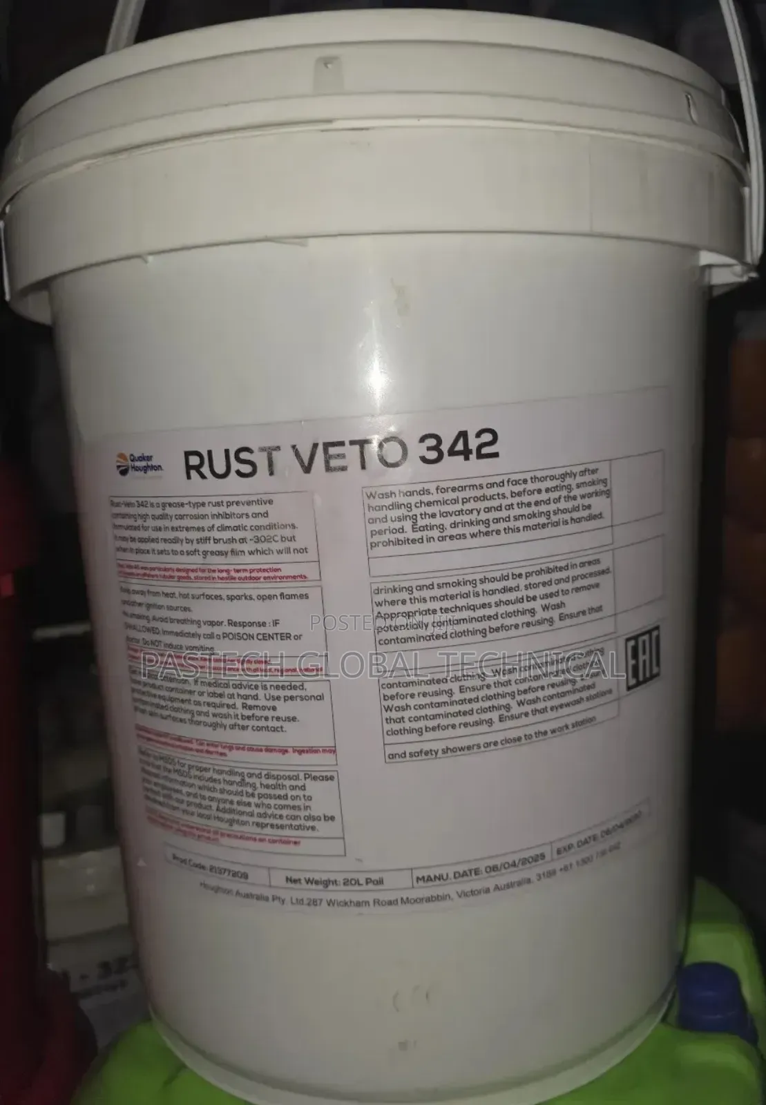 20-Liter Pail of Quaker Houghton Rust Veto 342