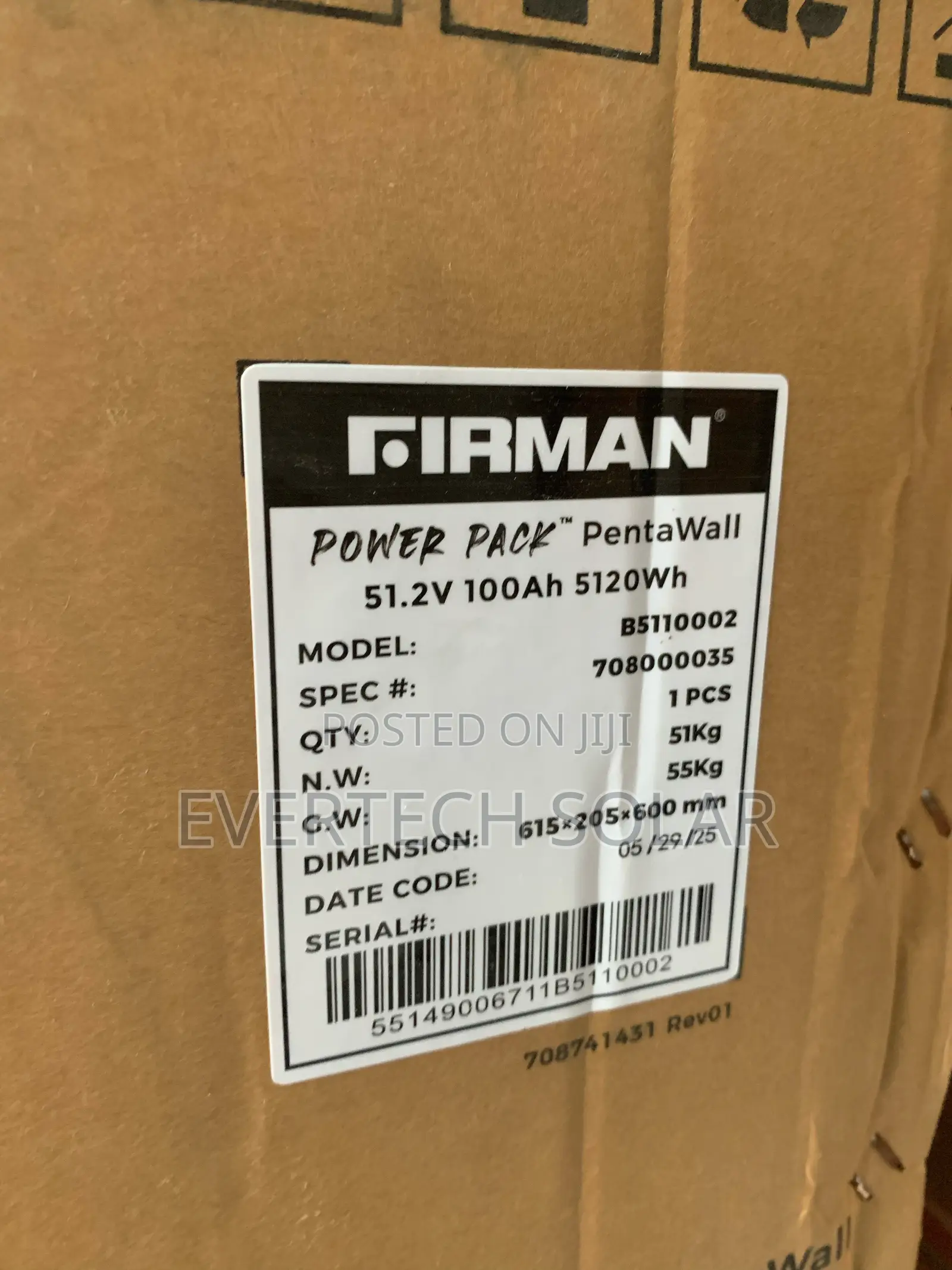 Firman 5kwhs 48v Lithium Ion Battery With Smart BMS