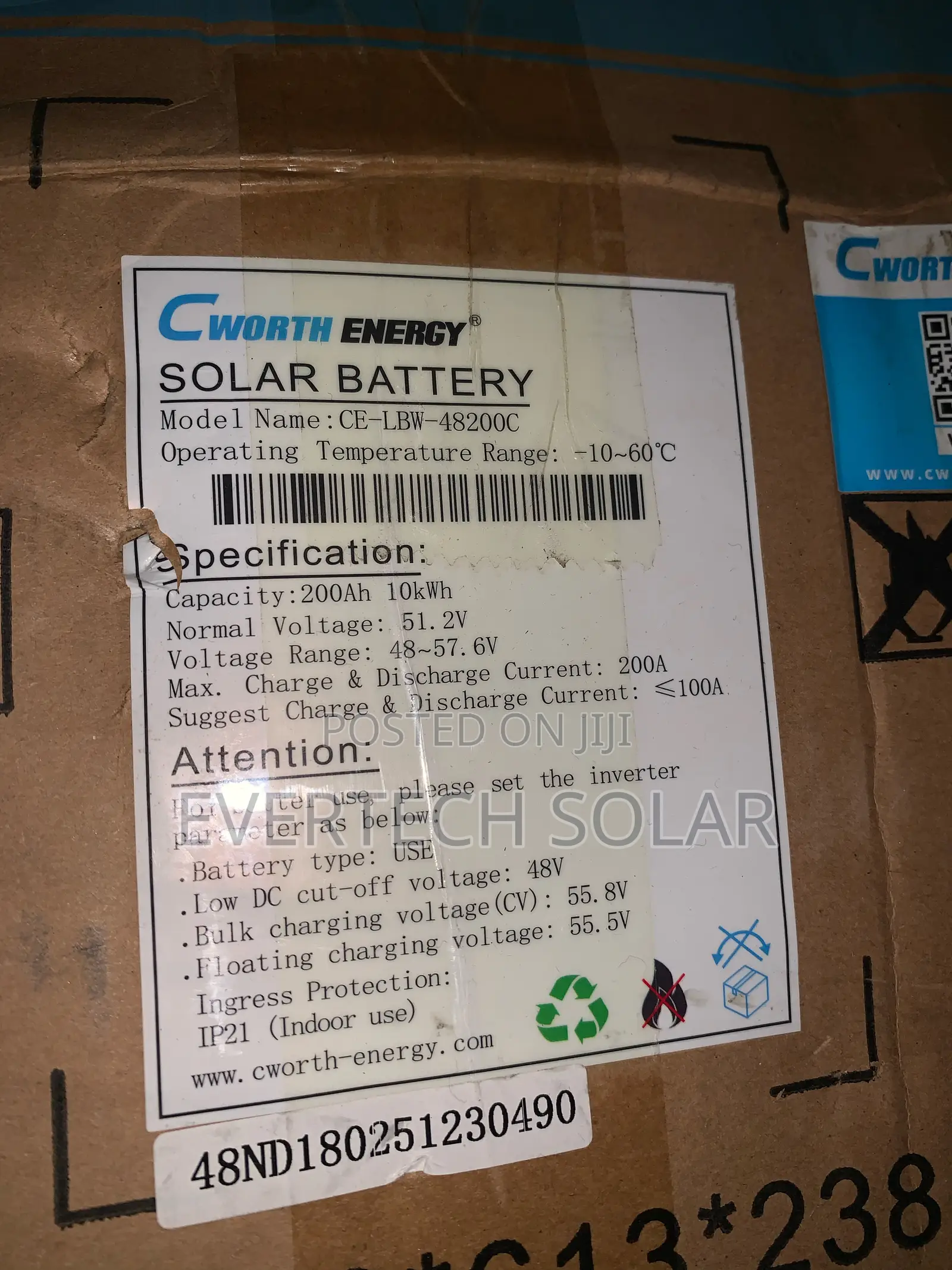 10kwhs 48v 200a Cworth Energy Lithium Ion Battery With Smart BMS