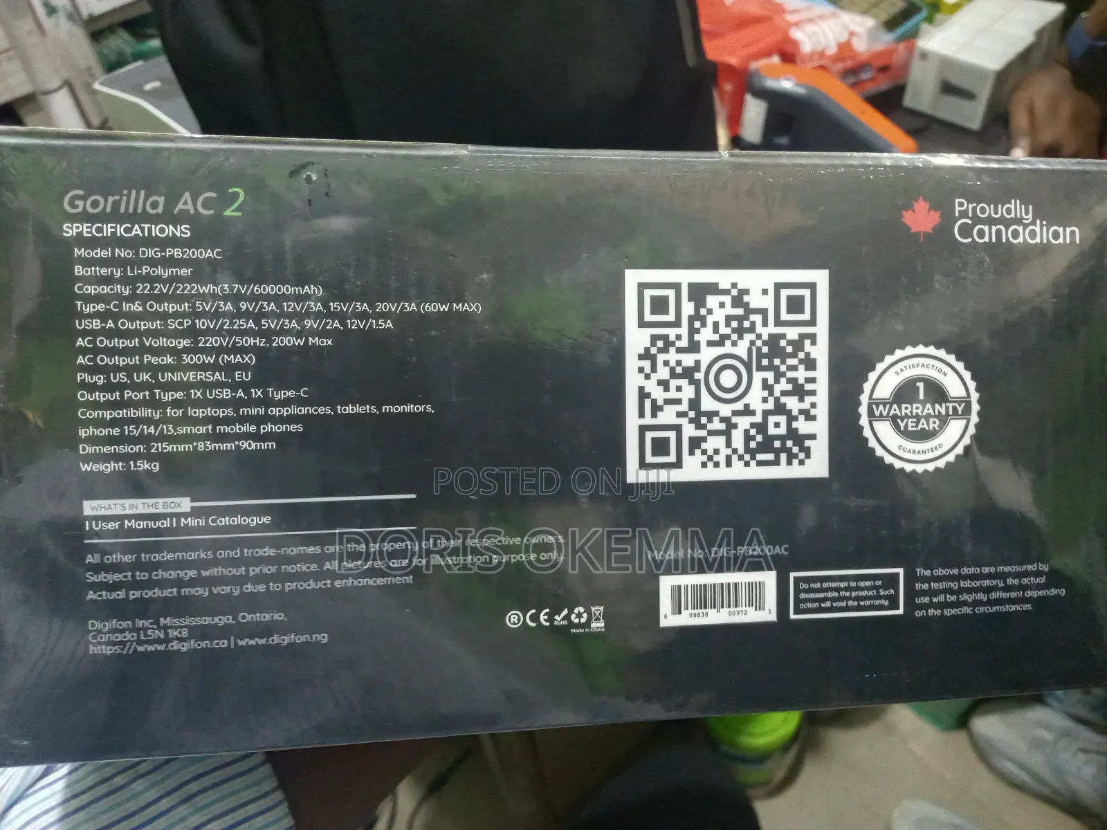Digifon Gorilla Ac 2 – 60,000mah Portable Ac Power Bank (200w)