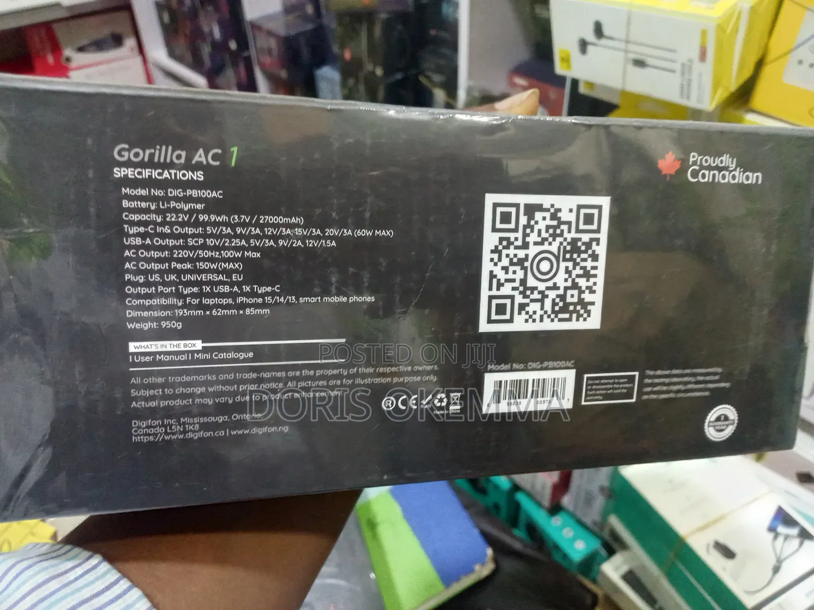 Digifon Gorilla Ac 1 – 27,000mah Portable Ac Power Bank (100w)