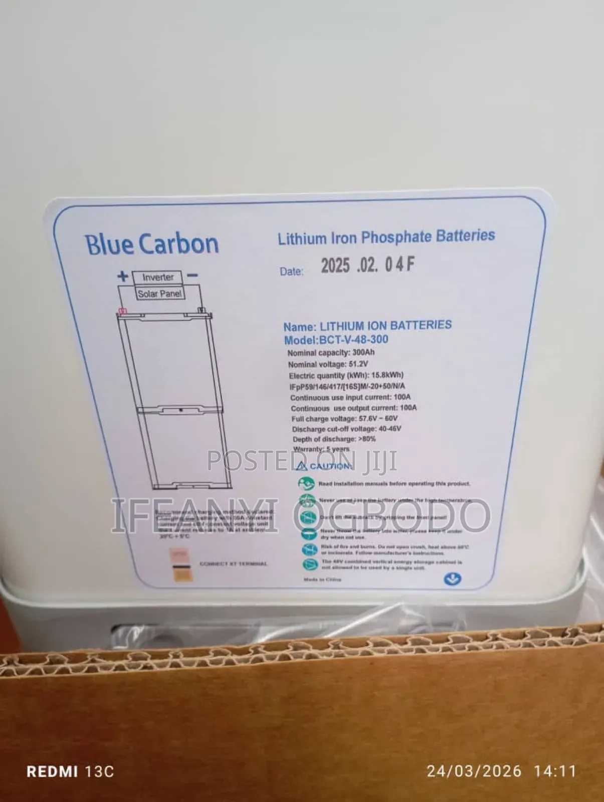 Blue Carbon Lithium Battery 15kwh 51.2v