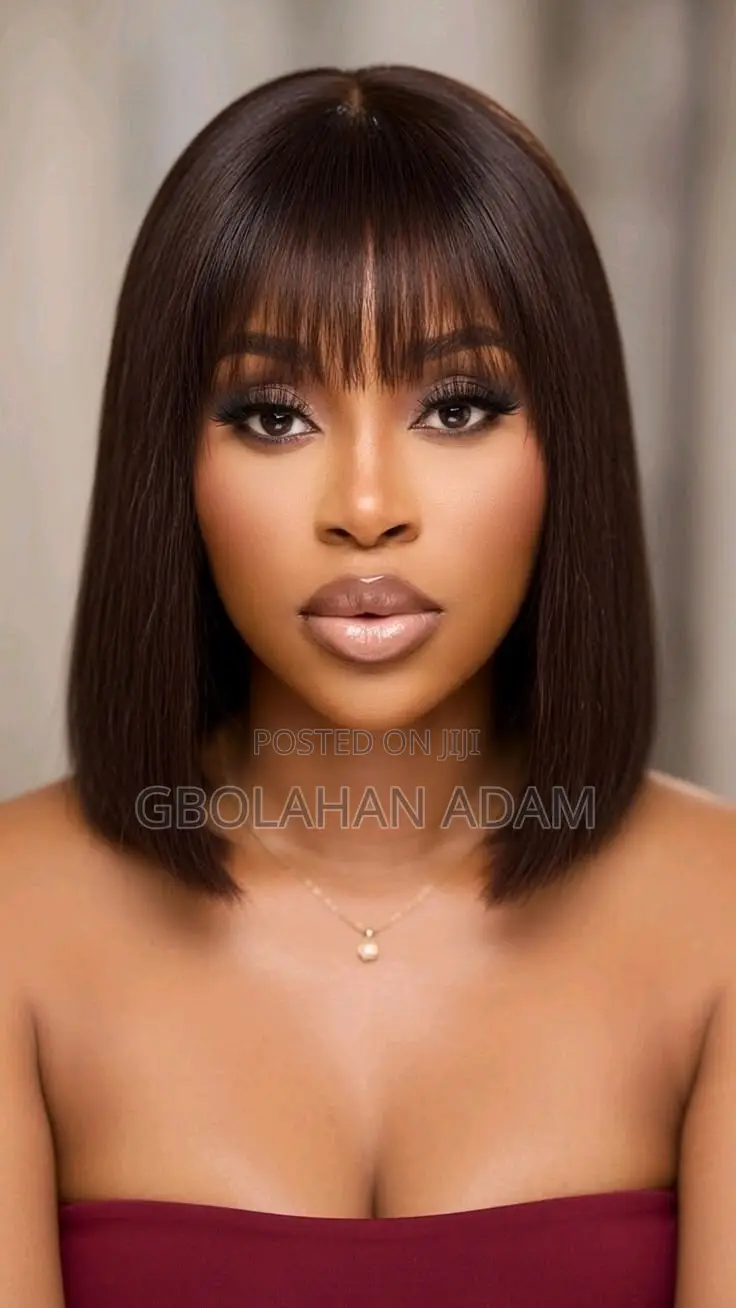 Full Frontal Bone Straight Bob Fringe
