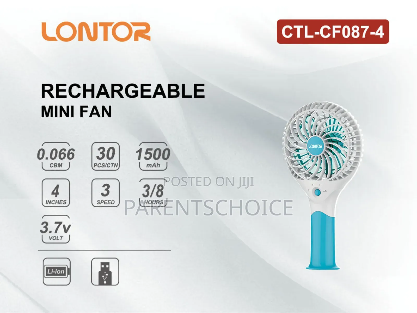 Lontor 4” Rechargeable Mini Fan Cf087