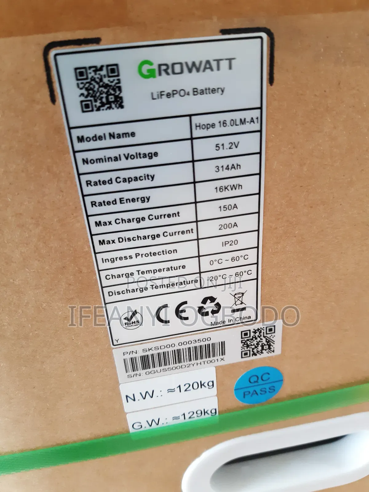 Growatt Lithium Battery 16kwh 51.2v