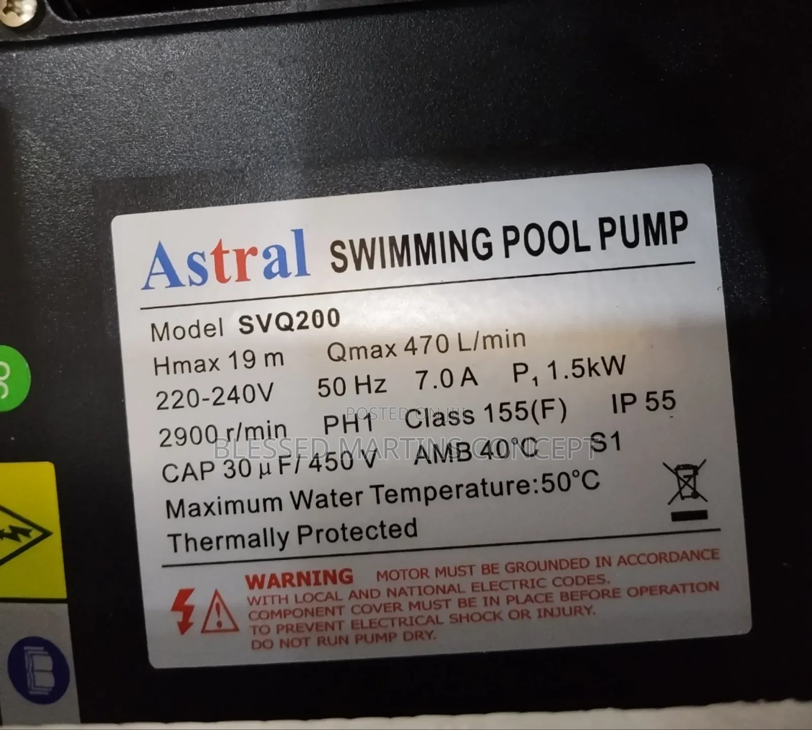 2hp Astral Swimming Pool Pumping Machine
