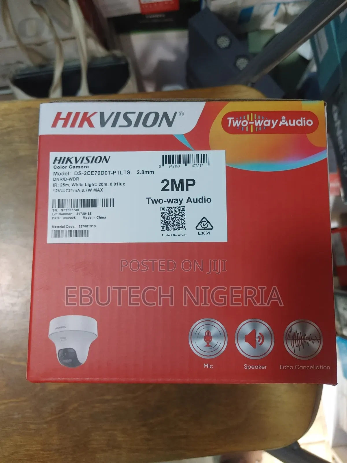 Hikvision 2mp Pt Lens Dome Camera–Ds-2ce70d0t-PTLTS (2.8mm) 2way Audio
